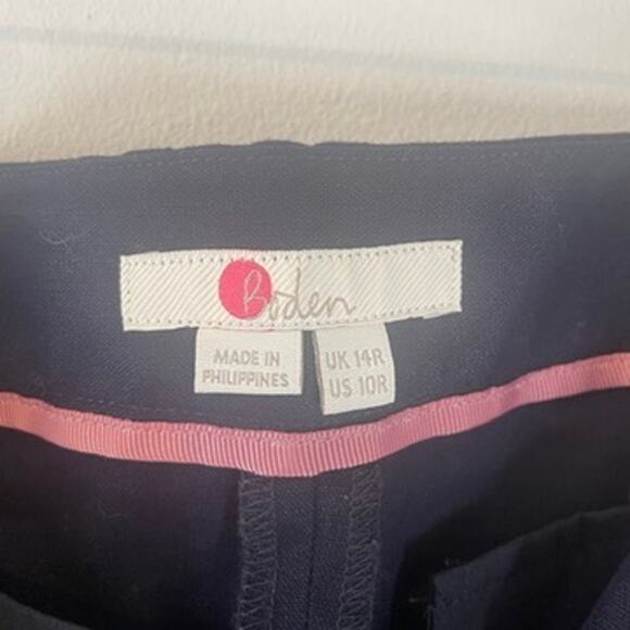 Boden Navy Blue Linen Blend Wide Leg Cropped Dress Pant Sz 10 Workwear Sleek - Picture 6 of 12